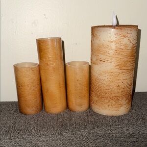 New Set of 4/ Rustic Brown Flameless Candle Set